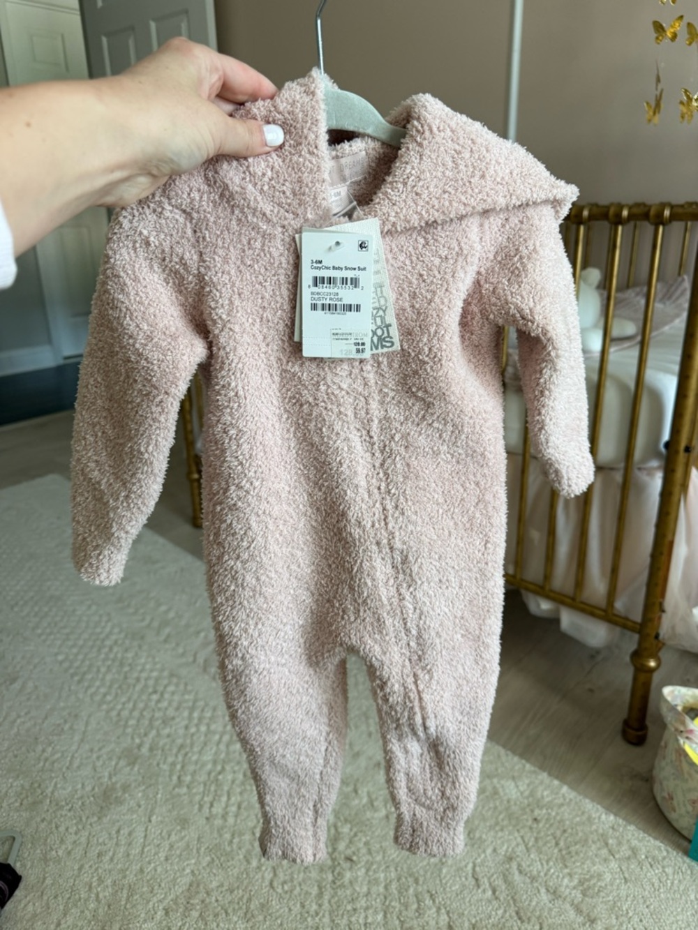 Barefoot Dreams Hooded Sherpa One-Piece in Light Pink